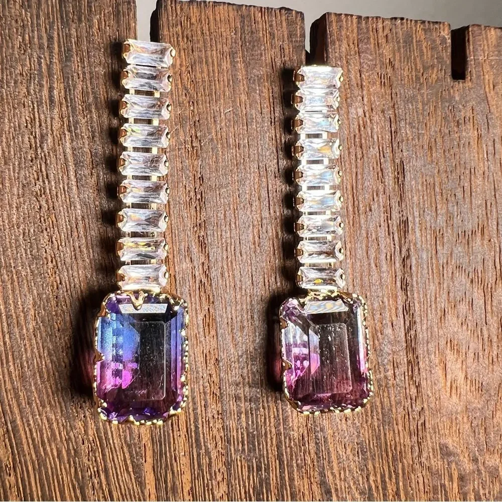 nOir earrings 🖤 purple & white with gold tone 🖤 new